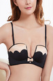 Beige and Black Contrast U-Shaped Two-Piece Bikini Polyester and Elasticity Underwear