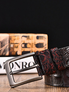 Brown Crocodile Ratchet Metal and Genuine Leather Belt