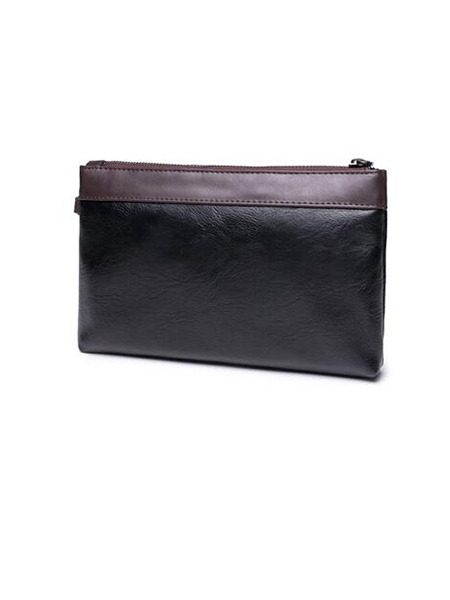 Black Leather Hand Holding Clutch Bag