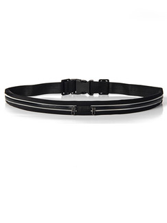 Black Polyester Elasticity Sports Double-Zipper Belt Bag