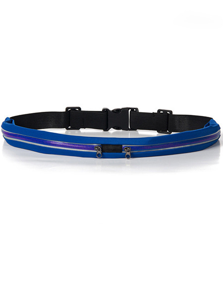 Blue Polyester Elasticity Sports Double-Zipper Belt Bag