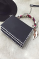 Black Leatherette Chain Handle Hand Shoulder Crossbody Satchel Bag