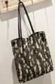 Black and Green Canvas Shopping Shoulder Tote Bag
