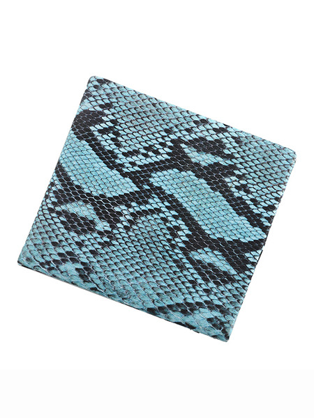 Snakeskin Blue Leather Invisible Card Position Short Wallet