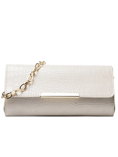 White Leatherette Evening Wallet Bag