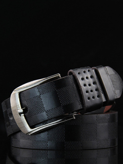 Black Single Buckle Leather Men Belt