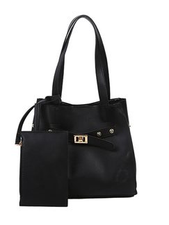 Black Leatherette Shoulder Hand Bag