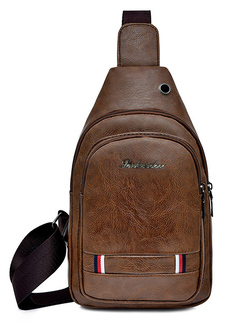 Light Brown Leatherette Crossbody Men Bag