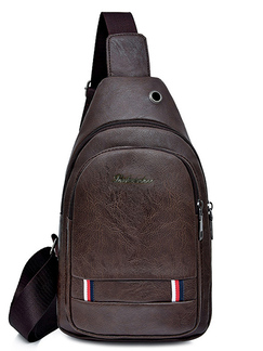 Brown Leatherette Crossbody Men Bag