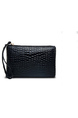 Black Leatherette Credit Card Photo Holder Zip-Around Clutch Wallet