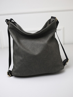 Gray Leatherette Hobo Backpack Bag