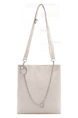 White Leatherette Shoulder Tote Bag