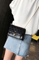 Black Leatherette Chain Handle Satchel Bag