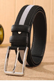 Black and White Single Buckle Canvas Leather Men Belt