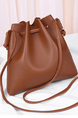 Brown Leatherette Hobo Shoulder Bag