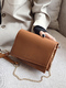 Brown Leatherette Chain Handle Satchel Shoulder Bag