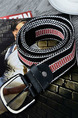 Black Red and White Casual Contrast Woven Canvas Men Belt