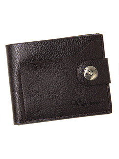 Bison Leather Magnetic Buckle Photo Holder Credit Card Short Men Wallet