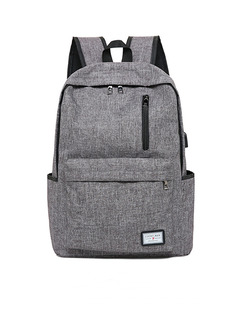 Grey Canvas School Shoulders Backpack Men Bag
