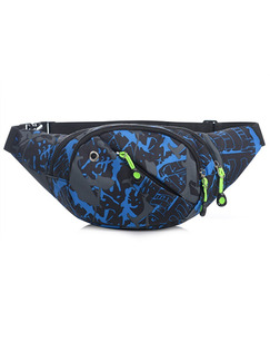 Grey Blue and Black Nylon Outdoor Multifunction Travel Fannypack Men Bag
