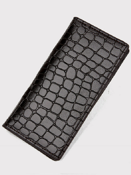 Black Leather Multi-Card Embossing Long Men Wallet