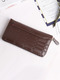 Brown Leather Embossing Zipper Long Men Wallet