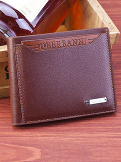 Brown Leather Letter Photo Holder Short Bifold Men Wallet