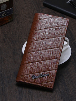 Coffee Leather Litchi Pattern Credit Card Photo Holder Long Men Wallet