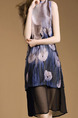Blue Black Colorful Shift Knee Length Plus Size Dress for Casual Evening Party