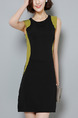 Black and Green Sheath Above Knee Plus Size Dress for Casual Evening Office