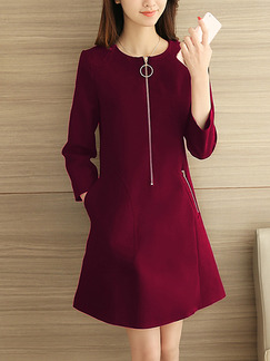 Red Shift Above Knee Plus Size Dress for Casual Office Evening