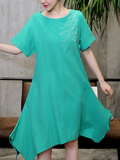Green Shift Knee Length Plus Size Dress for Casual Party