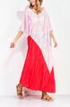 Pink and Red Maxi Shift V Neck Dress for Casual Beach