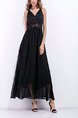 Black Maxi Plus Size V Neck Slip Dress for Cocktail Ball Prom