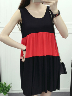 Black Red Stripe Above Knee Shift Dress for Casual Party