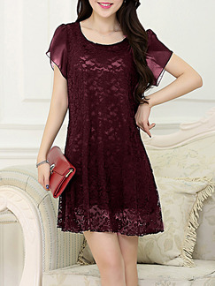 Red Above Knee Shift Lace Dress for Party Evening Cocktail