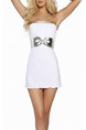 White Silver Above Knee Bodycon Strapless Dress for Party Evening Cocktail