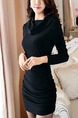 Black Bodycon Above Knee Plus Size Long Sleeve Dress for Party Evening Cocktail