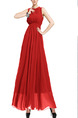 Red Maxi Halter Plus Size Dress for Prom Bridesmaid Ball
