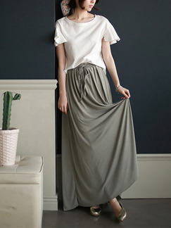 White and Grey Two Piece Plus Size Maxi Dress for Casual Evening