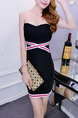 Black Strapless Bodycon Above Knee Dress for Evening Party Cocktail
