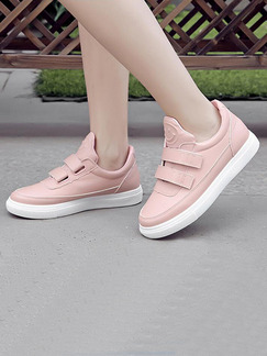 Pink Leather Round Toe Rubber Shoes