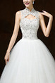 White High Neck Ball Gown Beading Appliques Dress for Wedding