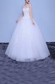 White Bateau Ball Gown Embroidery Beading Dress for Wedding