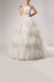 White Strapless Ball Gown Beading Appliques Ruffle Sash Dress for Wedding