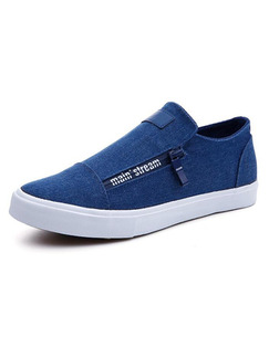 White and Blue Canvas Comfort  Shoes for Casual Office Work