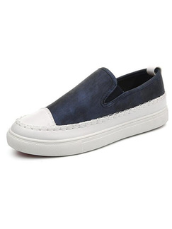 Blue and White Leather Comfort  Shoes for Casual