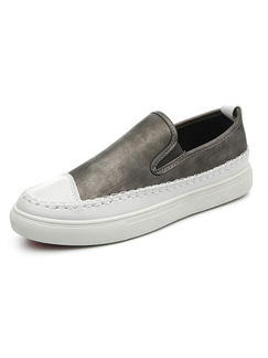 Grey and White Leather Comfort  Shoes for Casual