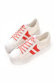 White and Red Suede Comfort  Shoes for Casual Athletic