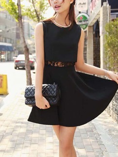 Black Lace Short Above Knee Dress for Casual Party